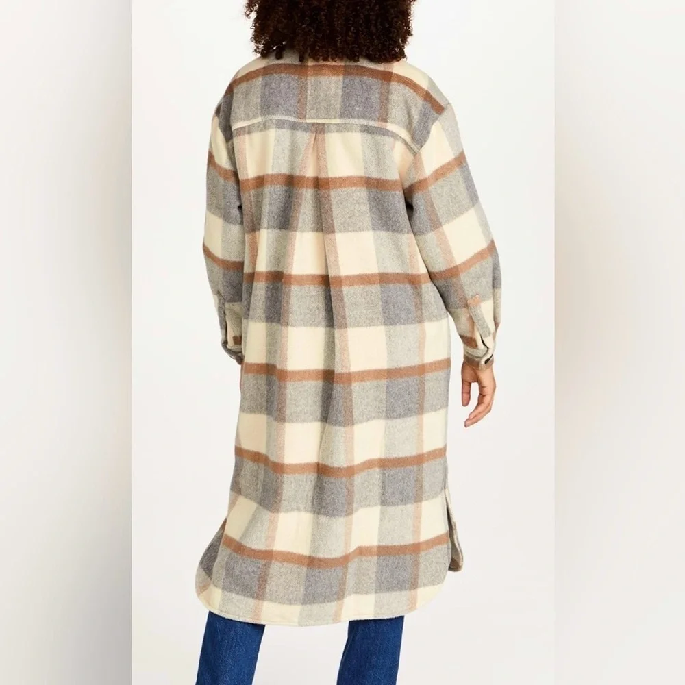 STELLA NOVA Emmy Joe Plaid Longline Coat jacket overshirt wool felt blend 10